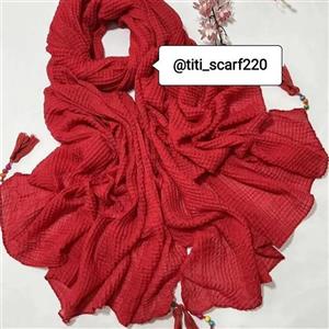 شال نخی پلیسه مربعی وارداتی و منگوله دار اورجینال