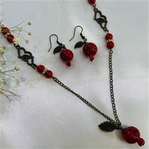 نیم ست یلدایی گردنبند و گوشواره انار