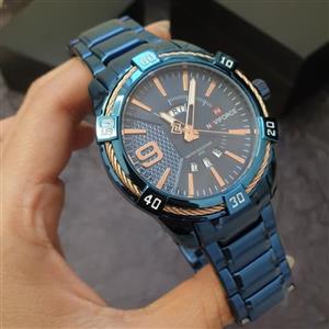 ساعت ناویفورس مردانه موتور ژاپن بند استیل رنگ ثابت ضد حساسیت ضد آب دارای 