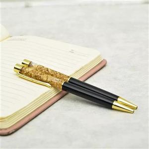 خودکار  روکش طلا  بدنه مشکی  باحک اسم بهمراه جعبه و شناسنامه