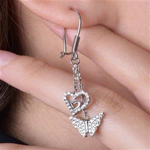 گوشواره آویز قلب زیبا و جذاب جواهری نقره 925 روکش اب طلاو رنگ ثابت