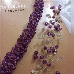 ریسه مو ، تاج عروس ،تل مجلسی _ریسه مو مروارید بنفش و نگین ریز شیک(سمت راست)  lielaiii