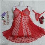 لباس خواب توری خالدار Love secret کد 1017 - قرمز در دو سایز لارج و ایکس لارج