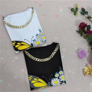 کراپ تیشرت زنجیر دار دخترانه جنس پنبه لطیف