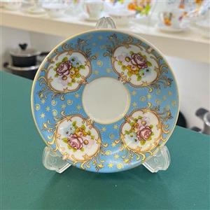 نعلبکی 4 گل معینی چینی واتسون رنگ آبی کم رنگ موجود در 7 رنگ(چایخوری_چای_لیوان)