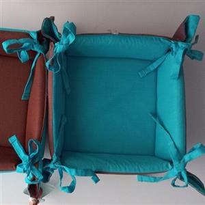 سبد نان پارچه ای قابل شستشو 20×20 پارچه کاملا نخی فیروزه ای