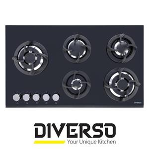 اجاق گاز ایتالیایی  5 شعله شیشه ای DIVERSO مدل 137 G - پلوپز کنار  دوال 
