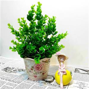 برگ شمشاد مصنوعی شش بازو کد 909عالیجناب برگ مصنوعی شمشاد رنگ سبز با  کیفیت عالی و شاخه با ارتفاع 25cm