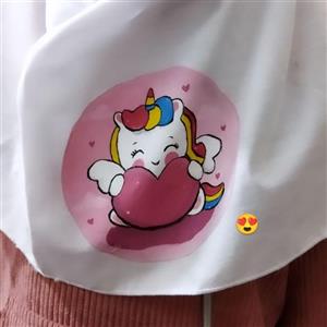 مقنعه طرح دار (نقاشی روی مقنعه طرح_ یونیکورن)مخصوص بچه های دبستان