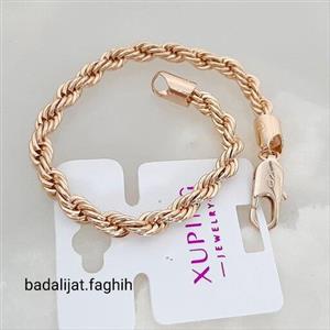 دستبند طنابی ژوپینگ طرح طلا کاملا رنگ ثابت حک خورده و  آبکاری طلا شده