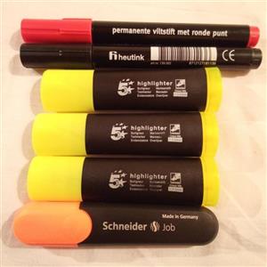 تعداد 6عدد(4هایلایتر  2ماژیک)آلمانی هلندی فرانسوی