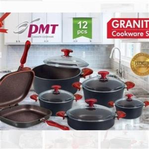 سرویس قابلمه 12 پارچ طرح سووینگ مشکی قرمز پی ام تی