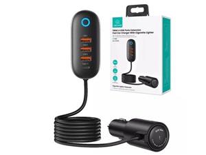 شارژر فندکی یو اس بی و تایپ سی فست شارژ یوسامز USAMS US-CC161 156W 4 USB Ports Extension Fast Car Charger 