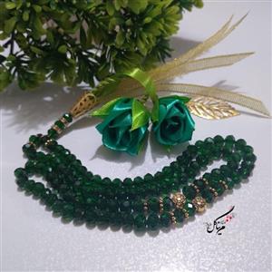 تسبیح کریستال  2 گل سبز  سایز 6💚