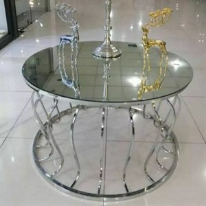 میز جلو مبلی عسلی قهوه خوری پاف مدل گلدانی کروم