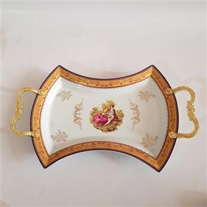دیس یا سینی دسته دار طلایی لمونژ  لیلی مجنون مناسب سرو  و پذیرایی