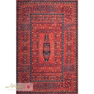 فرش شاهکار مشهد - فرش ماشینی مدل 600110 زمینه لاکی - 4متری - سایزبندی کامل