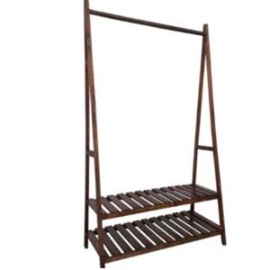 رگال لباس چوبی مدل ساده دو طبقه گردویی