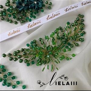 ریسه مو ، تاج عروس ،تل مجلسی _ریسه مو کوتاه سبز رنگ ملیله و مهره تراش خورده lielaiii