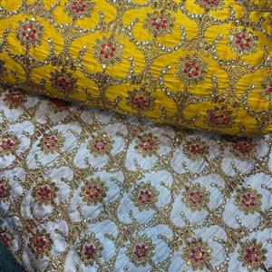 پارچه ساتن سوزن دوزی طلایی هندی 1