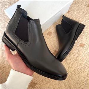 نیم بوت مردانه چلسی چرم طبیعی رنگ مشکی