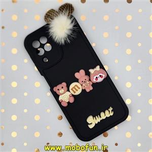 قاب گوشی Galaxy A22 4G - Galaxy M32 4G سامسونگ طرح سیلیکونی ژله ای سه بعدی برجسته عروسکی محافظ لنز دار پام پام مشکی کد 535