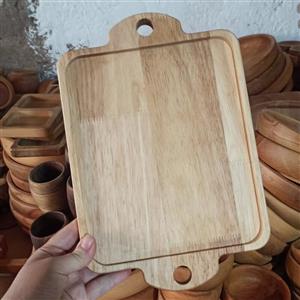 سینی مستطیل دسته دار چوب رابر