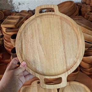 سینی گرد دسته دار چوب رابر