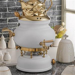 سماور گازی طاووس مدل عدسی پارسه لوکس سفید کد 127