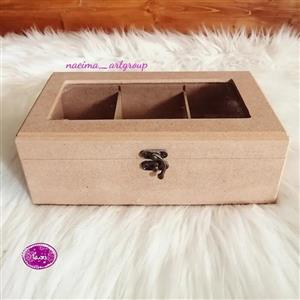 جعبه دمنوش و تیبگ 8×11×22 سه قسمتی، چوب ام دی اف خام