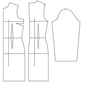 الگو خیاطی بالا تنه و آستین مدل مانتو پنس دار متد تجاری سایز 40\n
