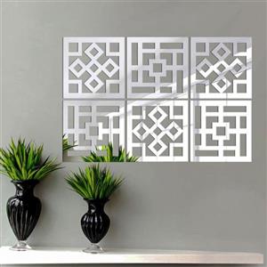 آینه دکوراتیو مولتی استایل مشبک طرح اسلیمی در دو رنگ طلایی و نقره ای، سایز 90 در 60 سانت