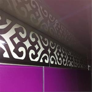 آینه دکوراتیو مولتی استایل نوار اسلیمی، 4 قطعه 50 سانتی در دو رنگ طلایی و نقره ای