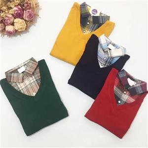 بلوز دو یقه پسرانه-