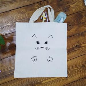 ساک   پارچه ای(توت بگ)، کیسه  نقاشی شده با دست و قابل شستشو رنگ ثابت
