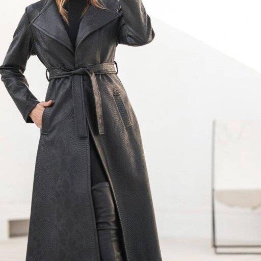 پالتو چرم پوست ماری  آستر دار  باطراحی خاص  و شیک