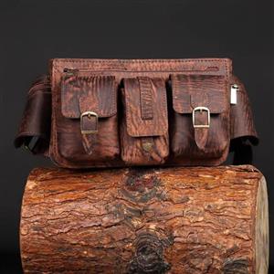 کیف کمری مردانه با چرم طبیعی گاو با بهترین کیفیت دوخت
