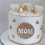 کیک خامه‌ای روز  مادر با تزیینات فوندانت