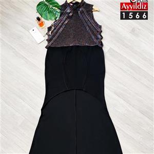 پیراهن 1566مجلسی آییلدیز لمه و جودون سایز بزرگ 44-56 