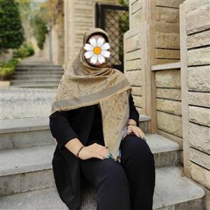 روسری نخ ابریشم ژاکارد جذاب، دورو، لمه دار، ریشه پرزی، وارداتی، قواره 140