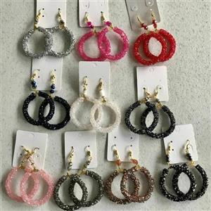 گوشواره. دخترانه حلقه ای سواروسکی در رنگ های مختلف