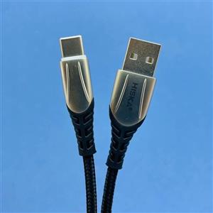 کابل شارژ هیسکا روکش کنفی LED دار مدل HISKA LX216 (تایپ سی)