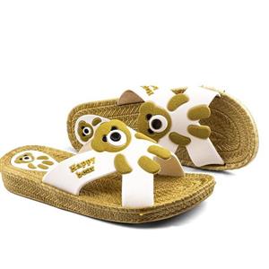 دمپایی دخترانه تاتی مدل تدی جنس پلاستیک رنگ سفید سایز 35