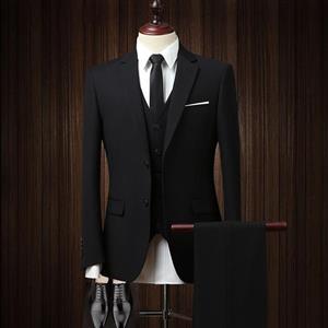 کت و شلوار مردانه مشکی با جلیقه و پیراهنبا سایزبندی از 46 تا 56