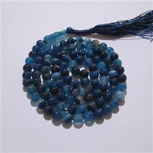 تسبیح عقیق آبی اصل و معدنی دارای دانه های سایز 8 و شیخک اصلی عقیق