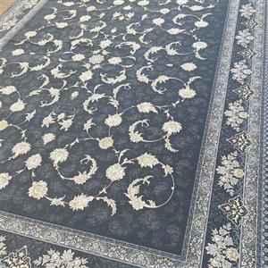 فرش 1200 شانه اصل،9متری ، طرح تارا  گل برجسته،رنگ دلفینی، تراکم 3600، درجه یک