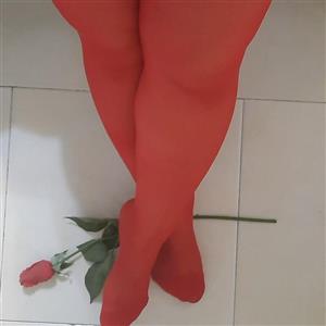 جوراب پاریزین  بالای زانو تا ران  رنگ قرمز وسفیدفری سایز