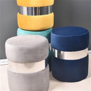 پاف کمر دار  نشیمن با کمربند استیل پارچه مخمل جاسمین چینی