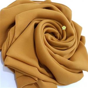 روسری  کرپ حریر  تک رنگ قواره 130  رنگ  انبه ای