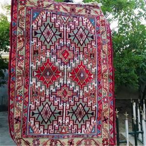 گلیم ورنی پشم دستبافت عشایری آذربایجان طرح قشقایی (110در 150)